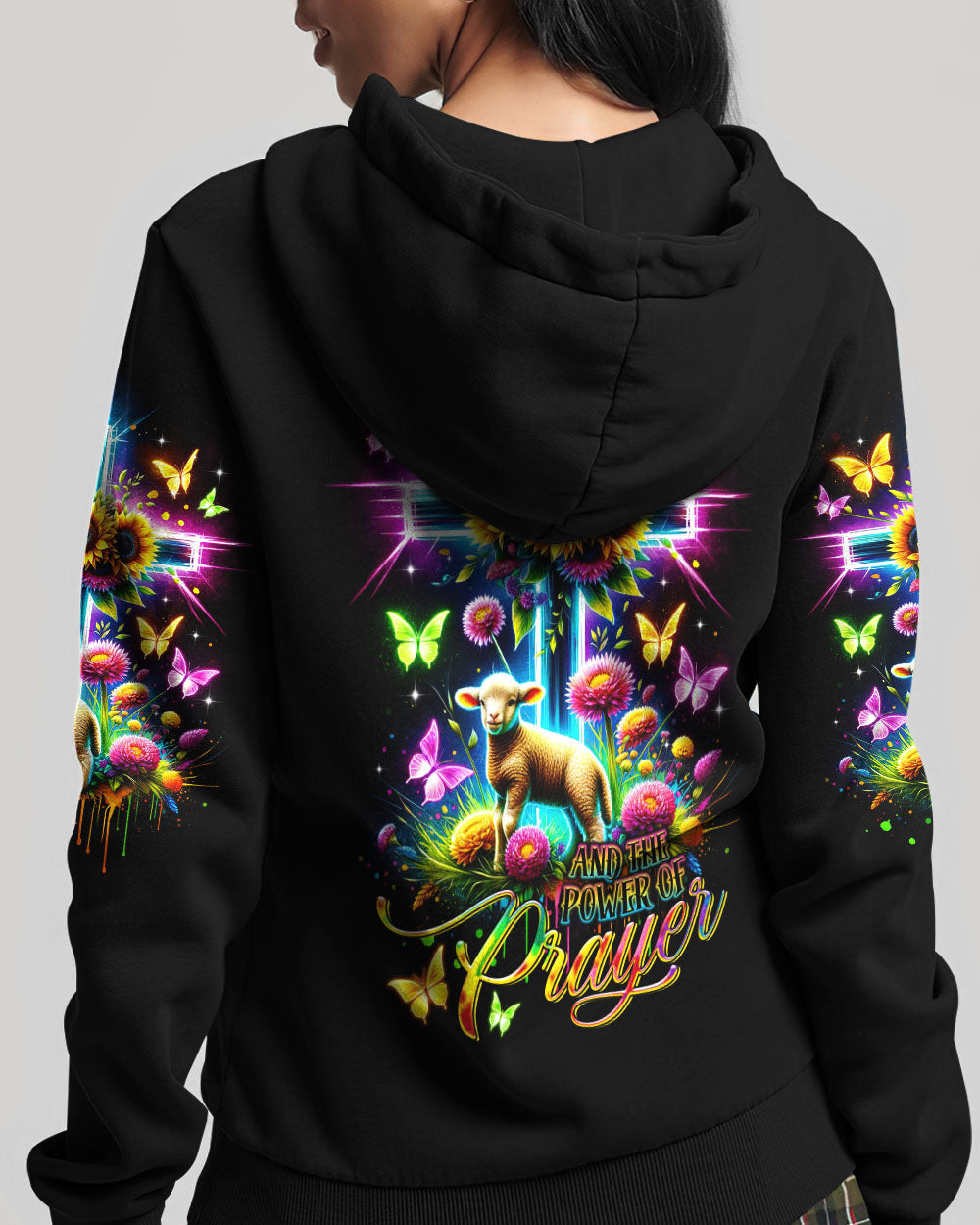 I Believe In God Neon Cross Lamb Women's All Over Print Shirt - Tltr0801244, easychoo.com