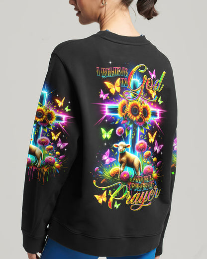 I Believe In God Neon Cross Lamb Women's All Over Print Shirt - Tltr0801244, easychoo.com