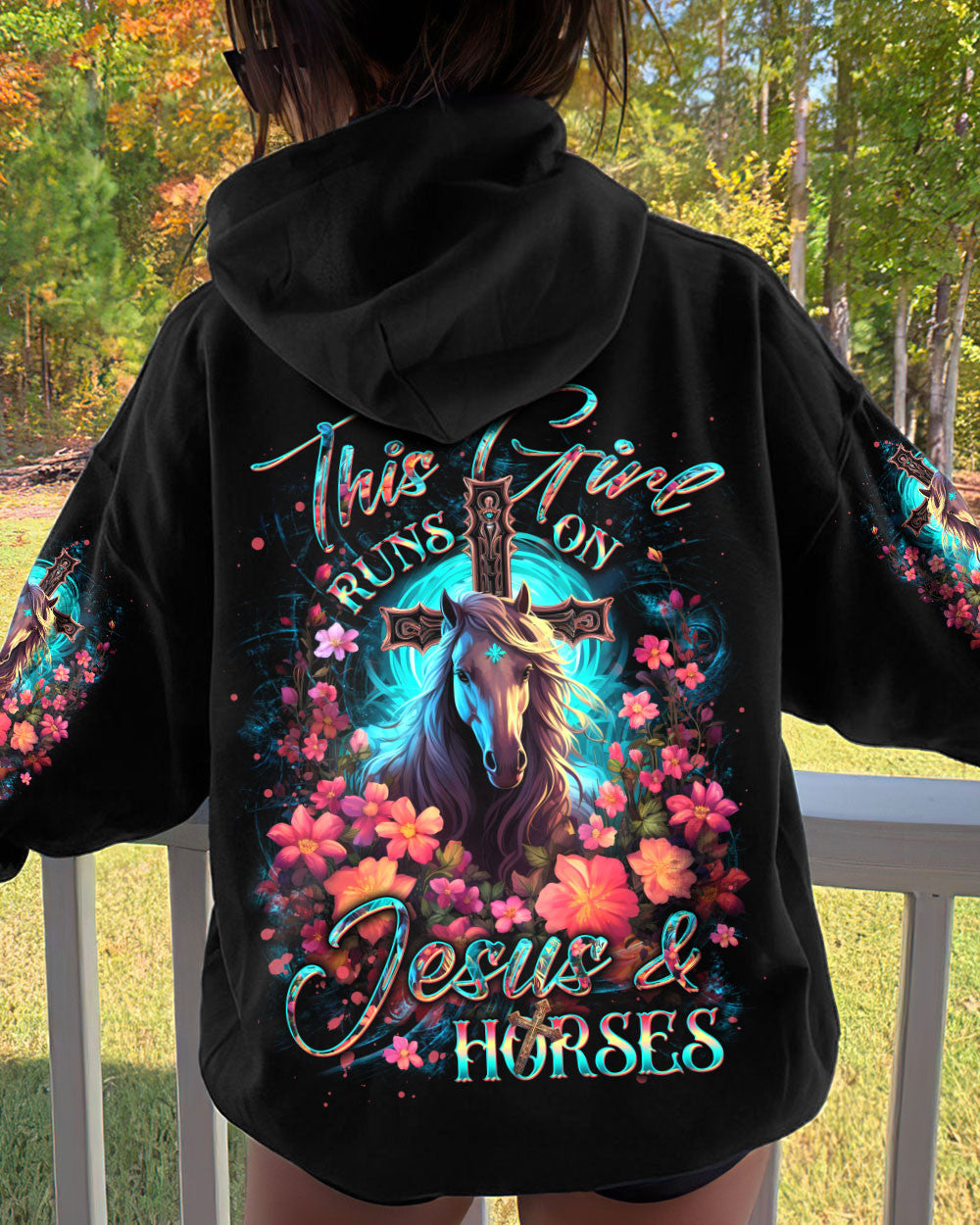 Runs On Jesus And Horses Women's All Over Print Shirt - Yhdu0512233, easychoo.com