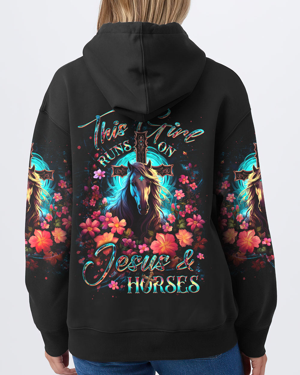 Runs On Jesus And Horses Women's All Over Print Shirt - Yhdu0512233, easychoo.com