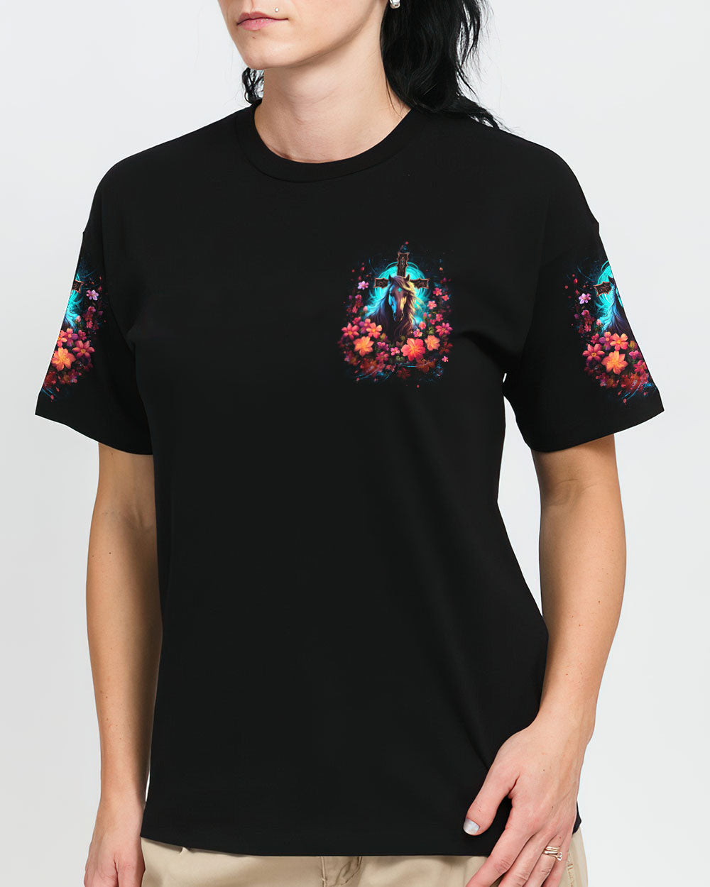 Runs On Jesus And Horses Women's All Over Print Shirt - Yhdu0512233, easychoo.com