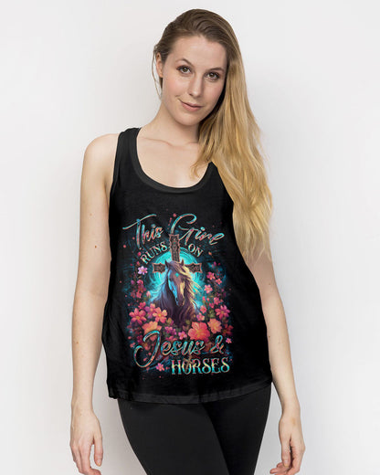 Runs On Jesus And Horses Women's All Over Print Shirt - Yhdu0512233, easychoo.com