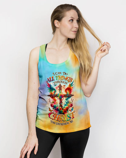 I Can Do All Things Cross Wings Tie Dye Women's All Over Print Shirt - Tlnz2401242, easychoo.com
