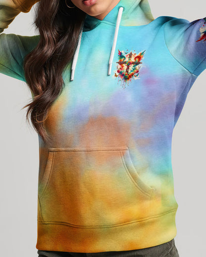 I Can Do All Things Cross Wings Tie Dye Women's All Over Print Shirt - Tlnz2401242, easychoo.com