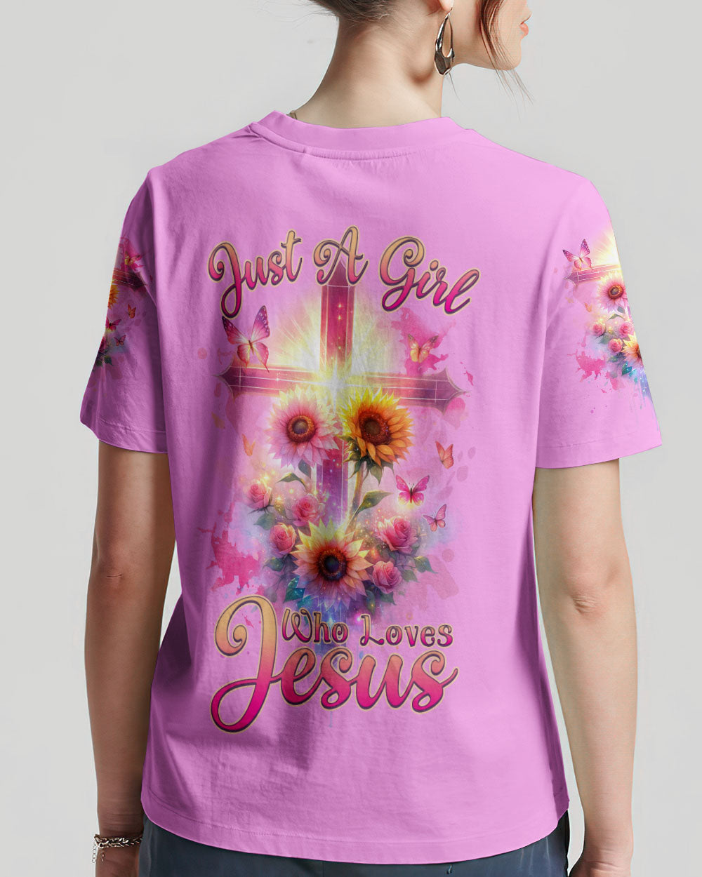 Just A Girl Who Loves Jesus Sunflower Women's All Over Print Shirt - Tlnz0412231, easychoo.com