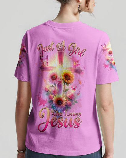 Just A Girl Who Loves Jesus Sunflower Women's All Over Print Shirt - Tlnz0412231, easychoo.com