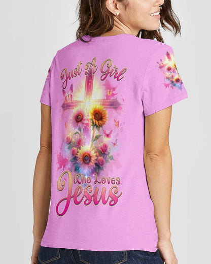 Just A Girl Who Loves Jesus Sunflower Women's All Over Print Shirt - Tlnz0412231, easychoo.com