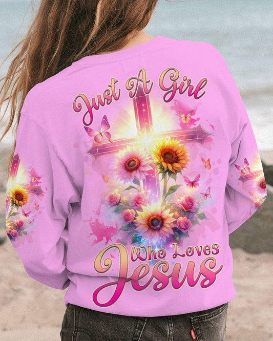 Just A Girl Who Loves Jesus Sunflower Women's All Over Print Shirt - Tlnz0412231, easychoo.com