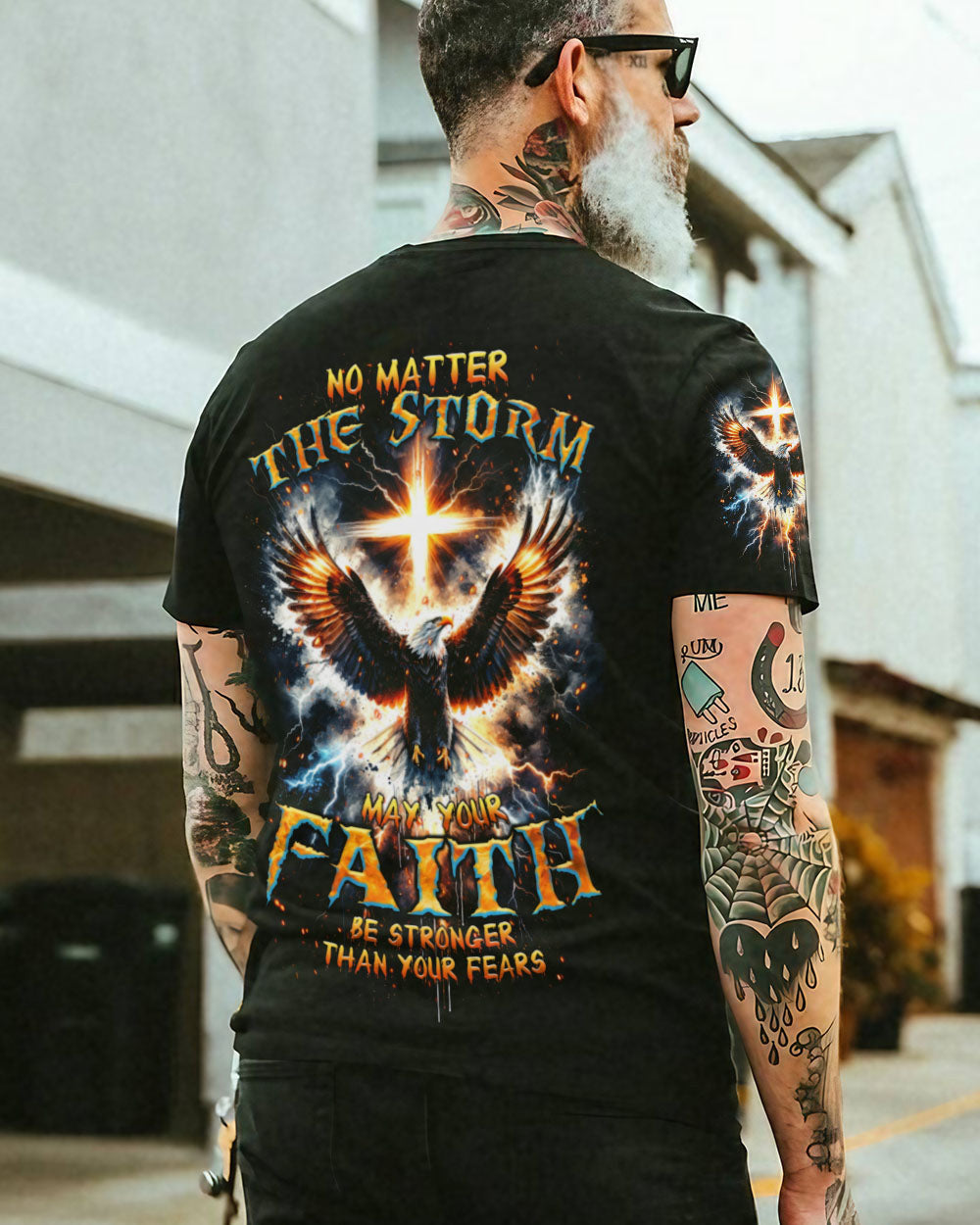 No Matter The Storm Eagle Cross Men's All Over Print Shirt - Tltr1412234, easychoo.com