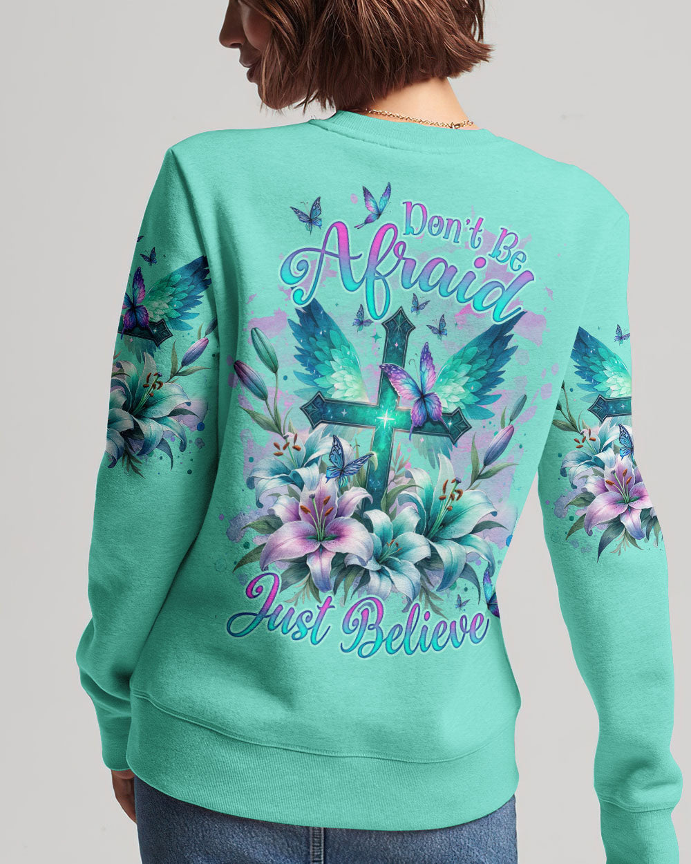 Don't Be Afraid Just Believe Cross Lilies Women's All Over Print Shirt - Tlnz0512234, easychoo.com