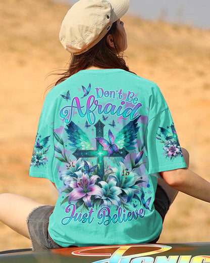 Don't Be Afraid Just Believe Cross Lilies Women's All Over Print Shirt - Tlnz0512234, easychoo.com