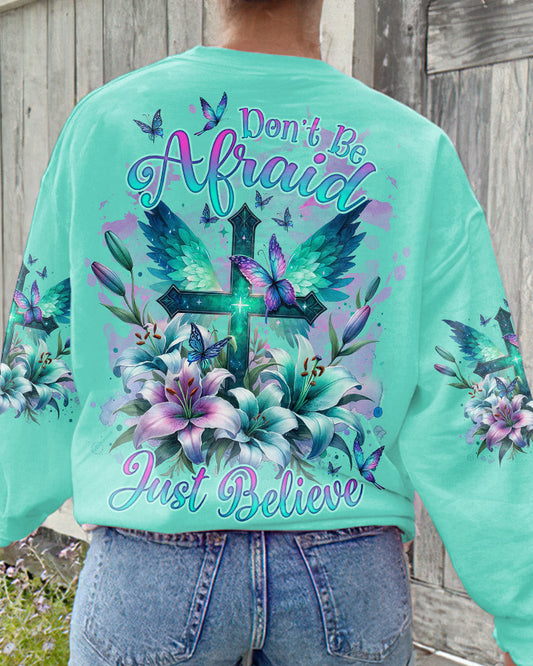 Don't Be Afraid Just Believe Cross Lilies Women's All Over Print Shirt - Tlnz0512234, easychoo.com