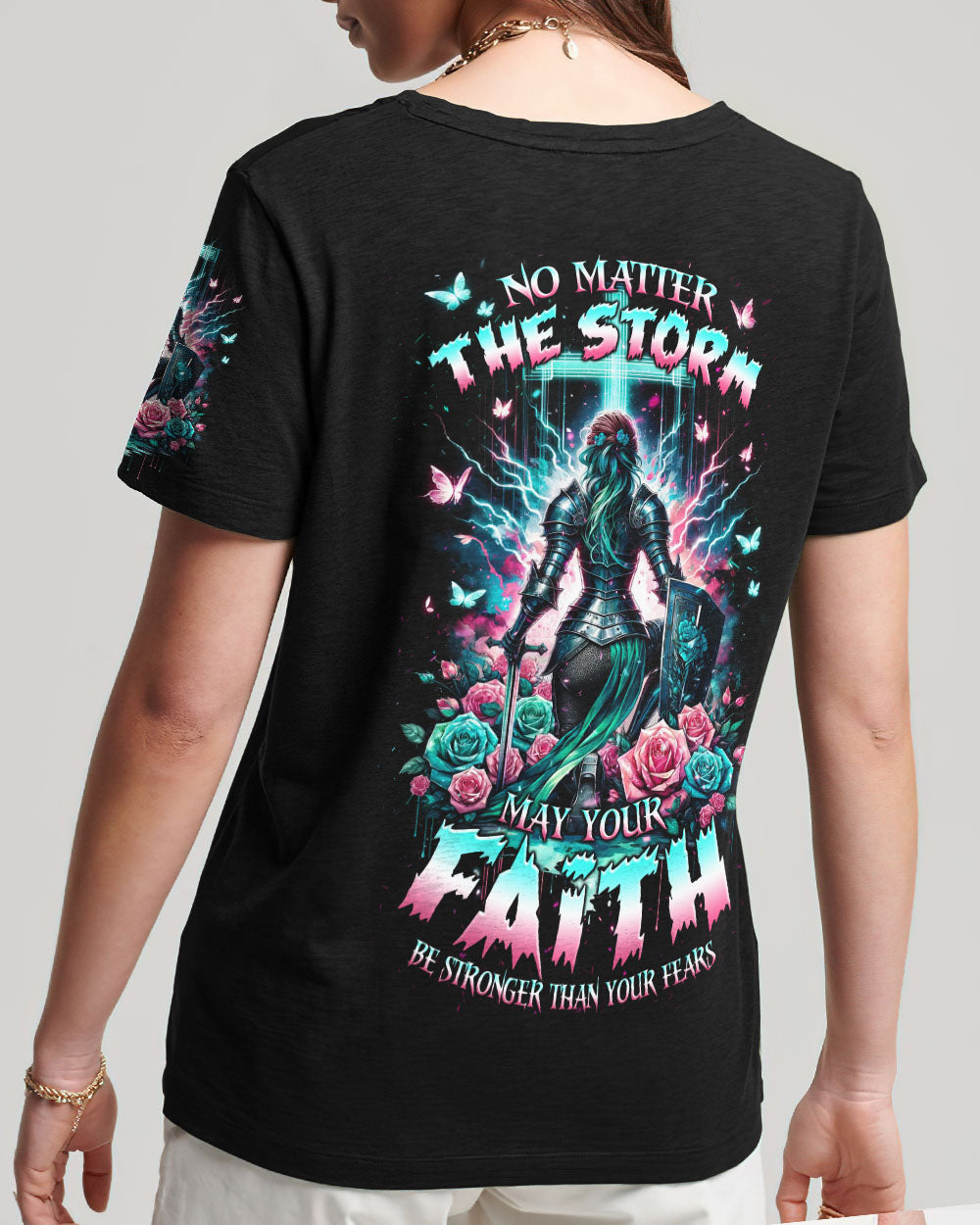 No Matter The Storm Warrior Women's All Over Print Shirt - Tlnz1512232, easychoo.com