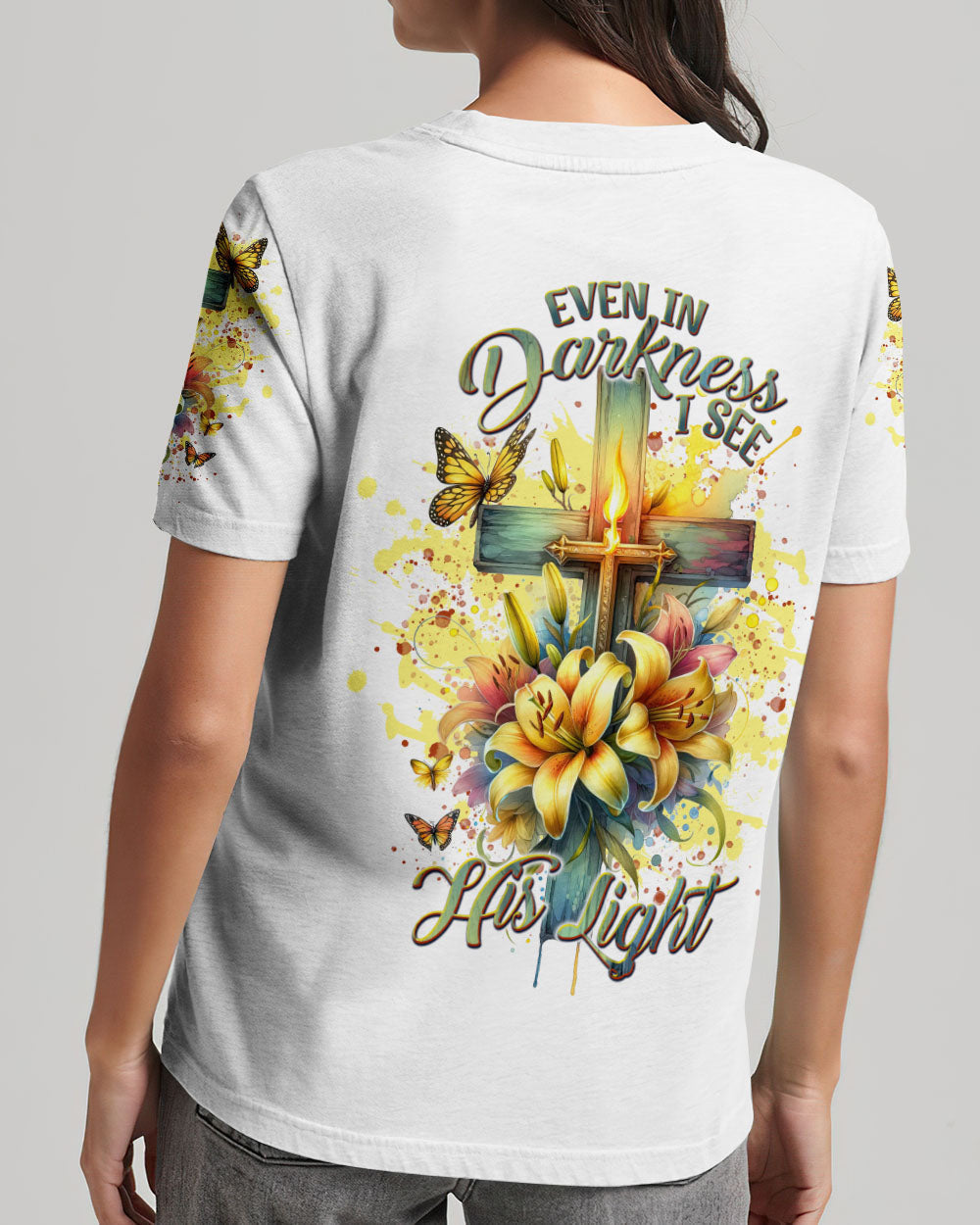 Even In Darkness Lilies Cross Women's All Over Print Shirt - Tlnt1902242, easychoo.com