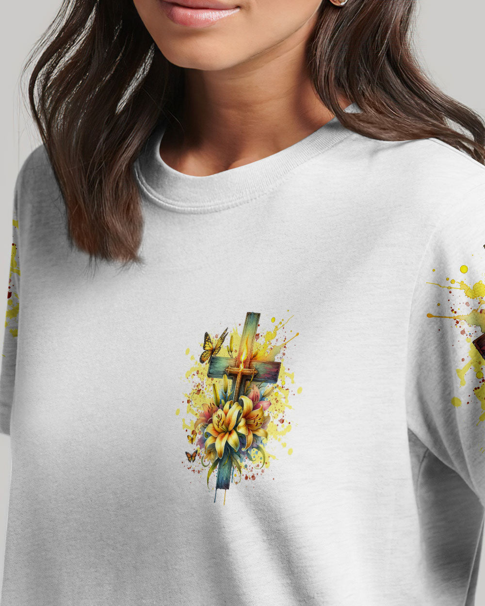 Even In Darkness Lilies Cross Women's All Over Print Shirt - Tlnt1902242, easychoo.com