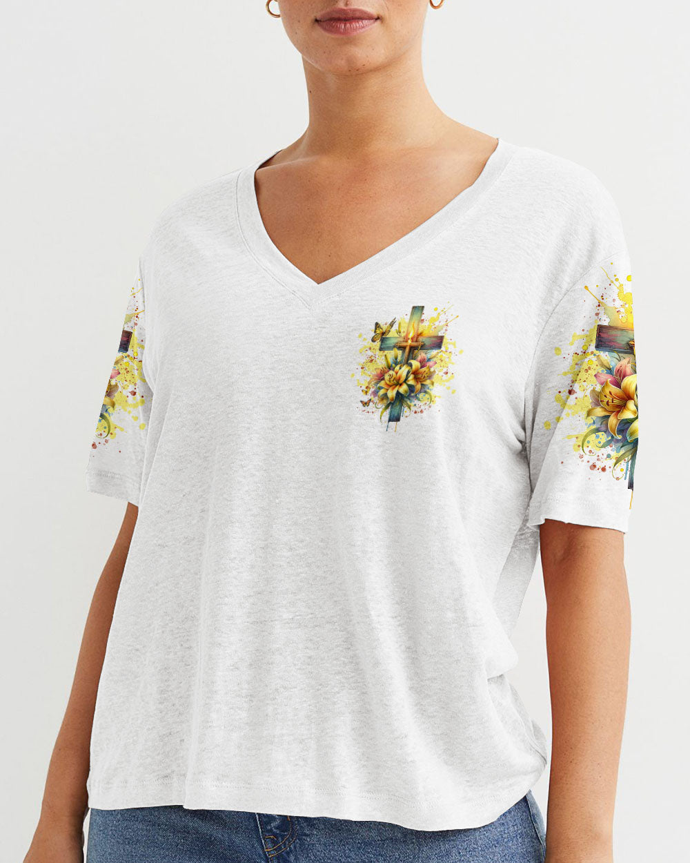 Even In Darkness Lilies Cross Women's All Over Print Shirt - Tlnt1902242, easychoo.com