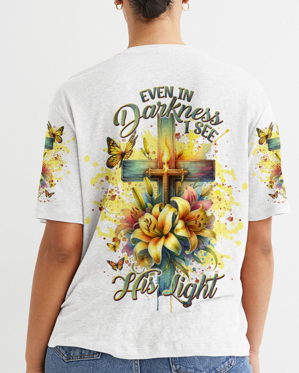 Even In Darkness Lilies Cross Women's All Over Print Shirt - Tlnt1902242, easychoo.com