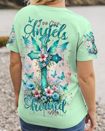 I've Got Angels Cross Flower Women's All Over Print Shirt - Tlnt1212234, easychoo.com