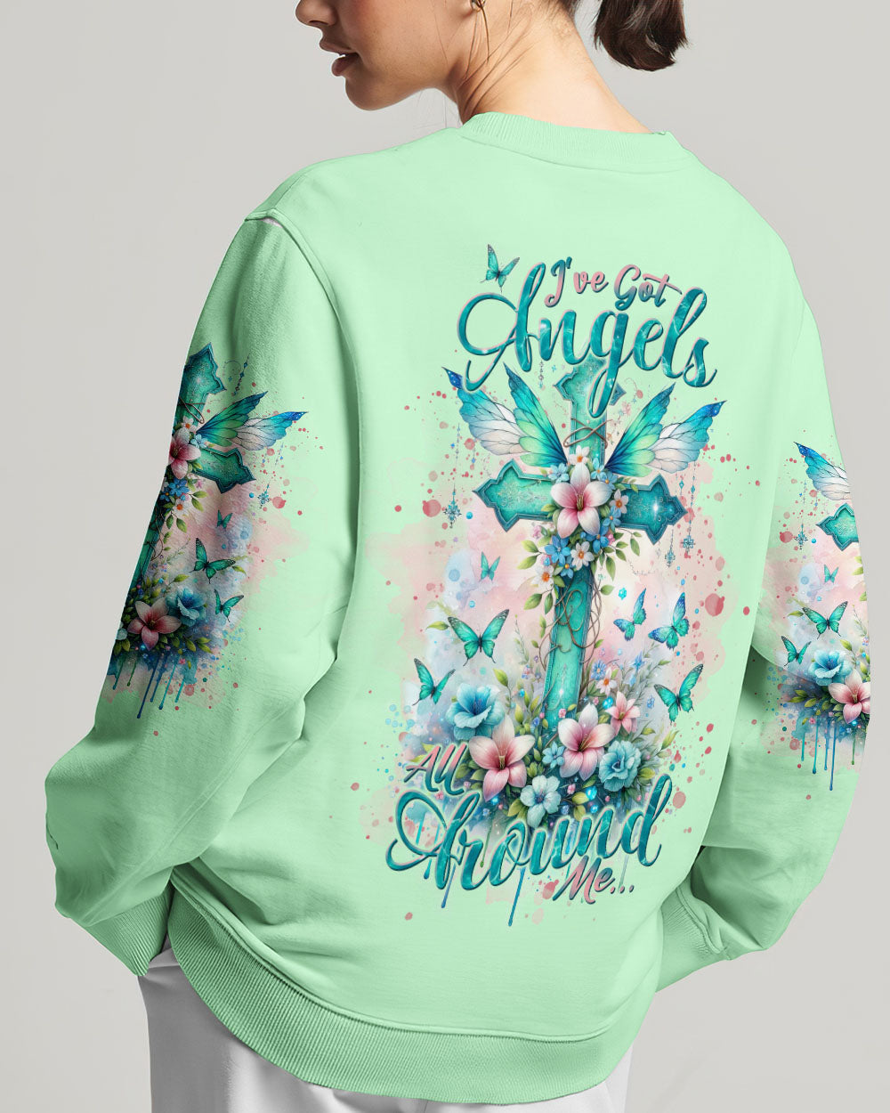 I've Got Angels Cross Flower Women's All Over Print Shirt - Tlnt1212234, easychoo.com