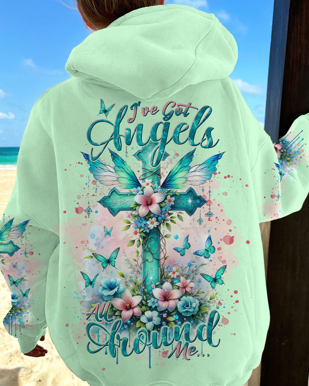 I've Got Angels Cross Flower Women's All Over Print Shirt - Tlnt1212234, easychoo.com