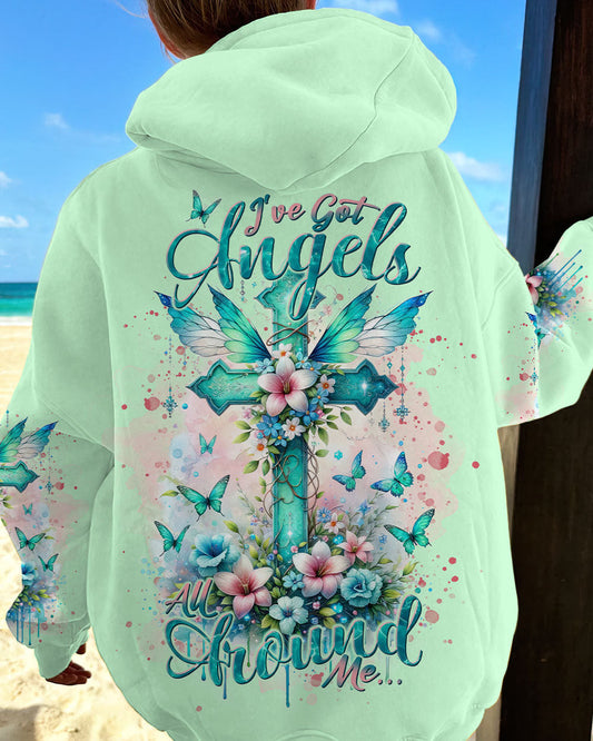 I've Got Angels Cross Flower Women's All Over Print Shirt - Tlnt1212234, easychoo.com