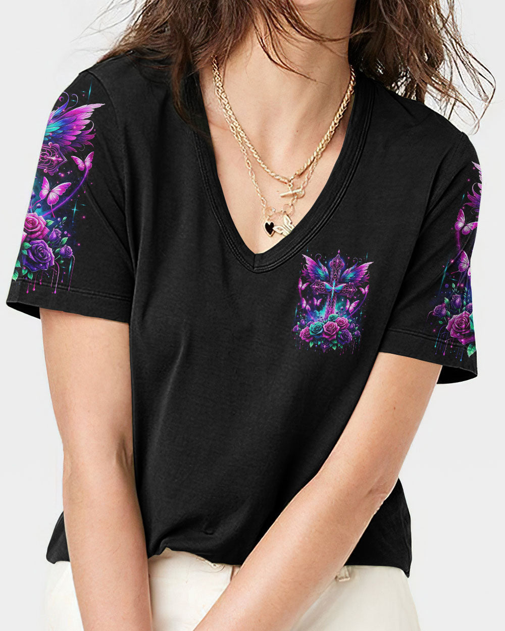 The Joy Of The Lord Cross Wings Rose Women's All Over Print Shirt - Tltr3011232, easychoo.com