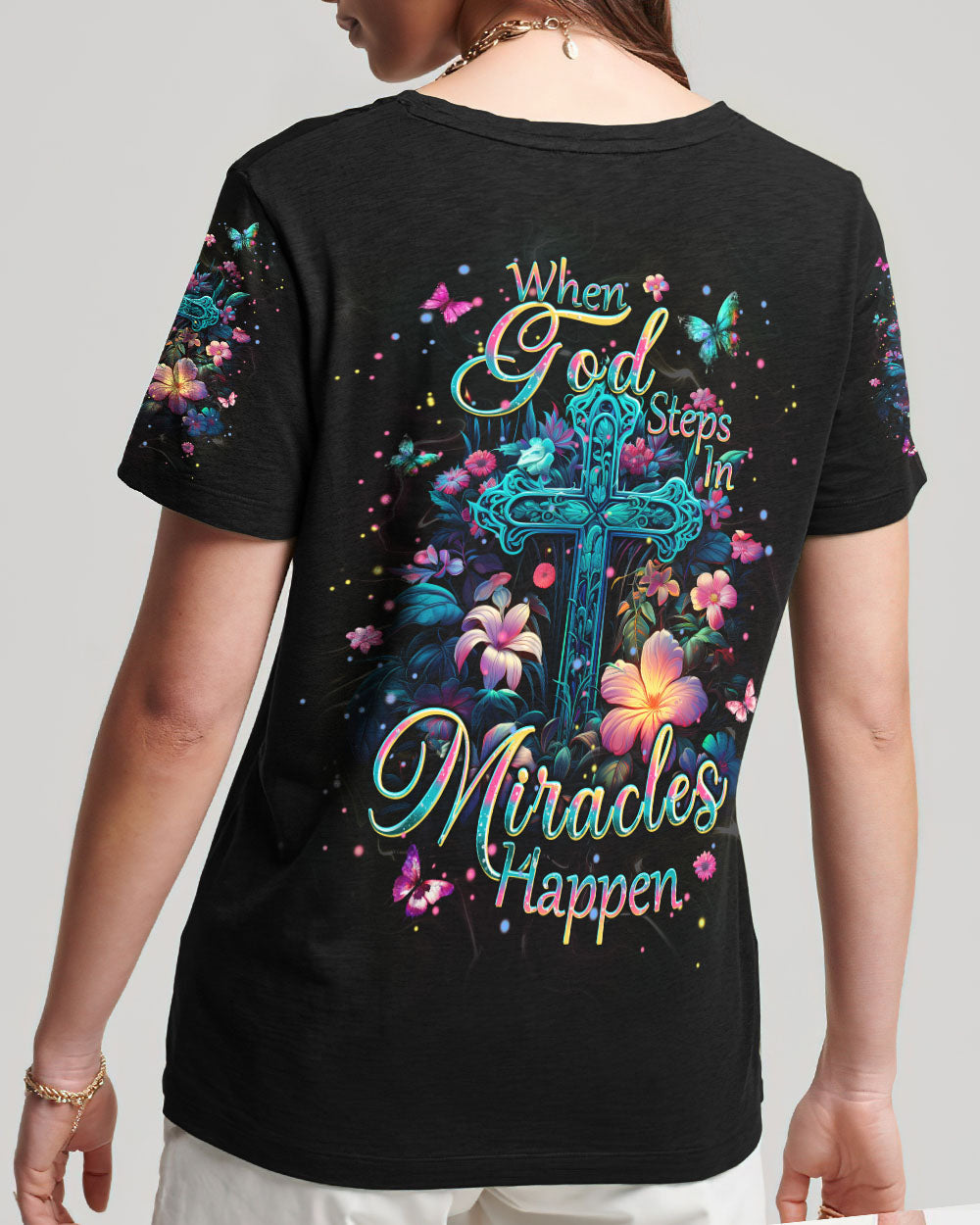 When God Steps In Miracles Happen Women's All Over Print Shirt - Tlpq2604242