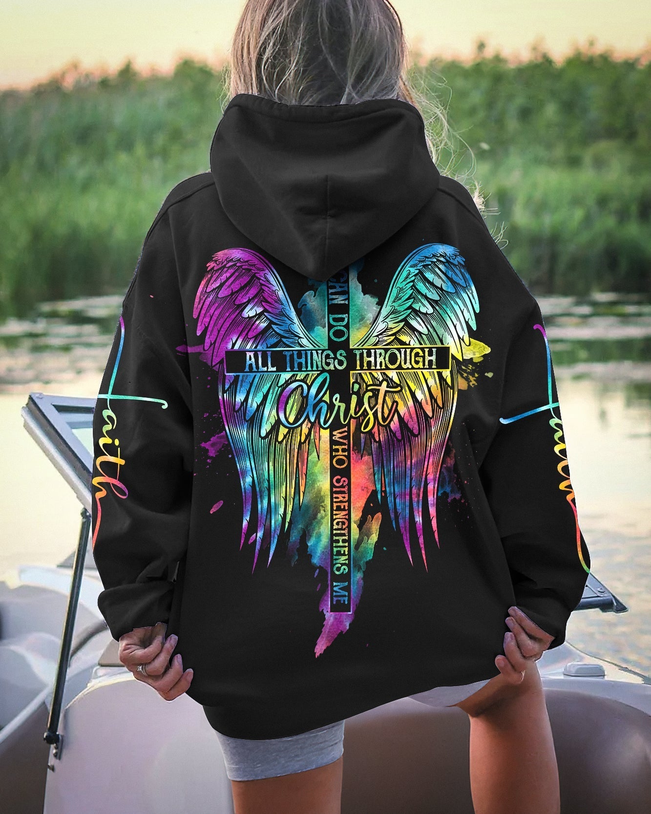I Can Do All Things Through Christ Cross Wings Tie Dye Women's All Over Print Shirt - Ty2506232