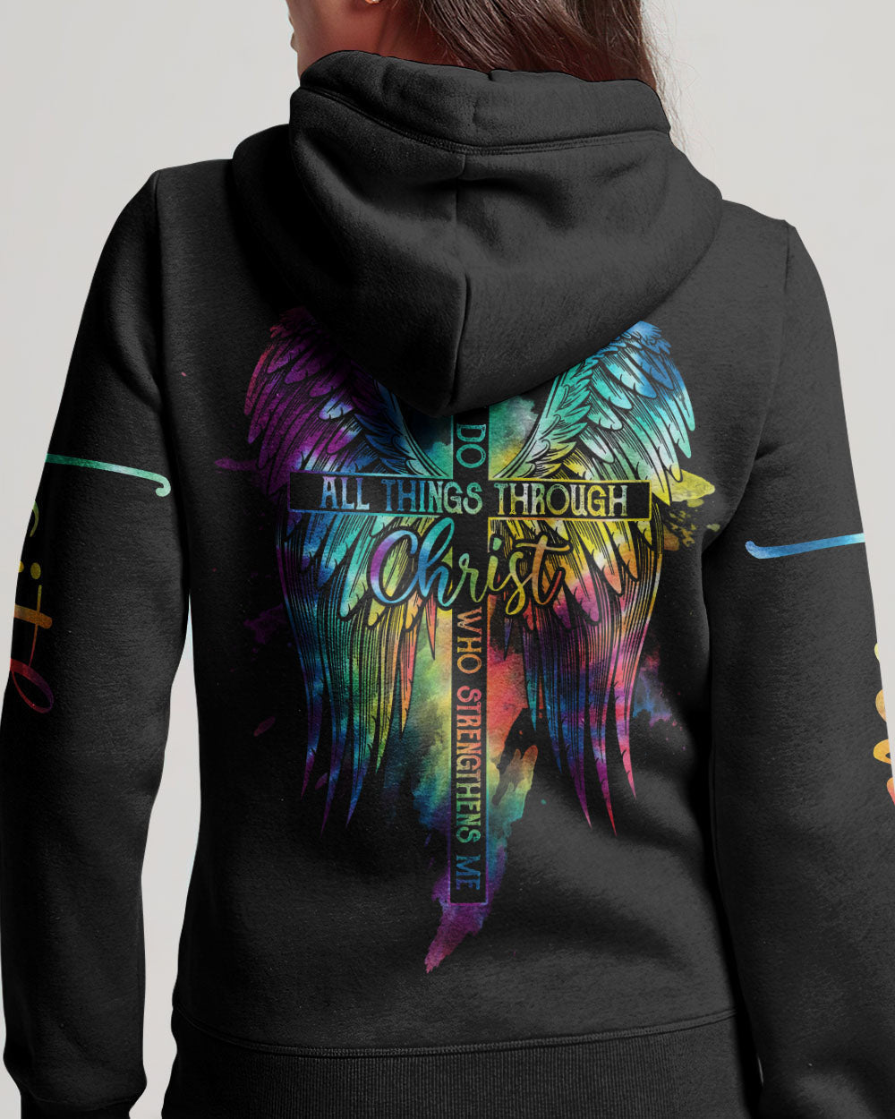 I Can Do All Things Through Christ Cross Wings Tie Dye Women's All Over Print Shirt - Ty2506232