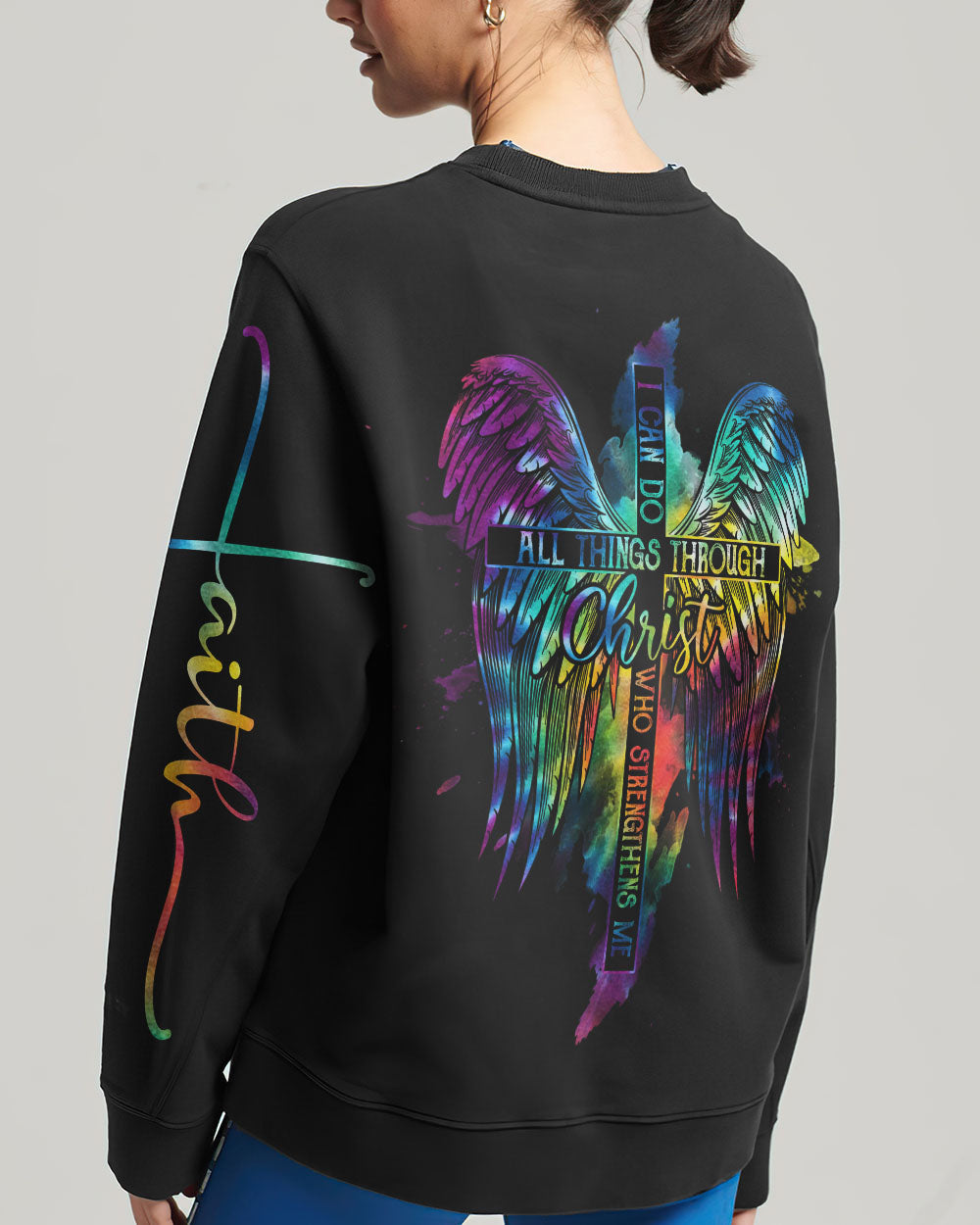 I Can Do All Things Through Christ Cross Wings Tie Dye Women's All Over Print Shirt - Ty2506232
