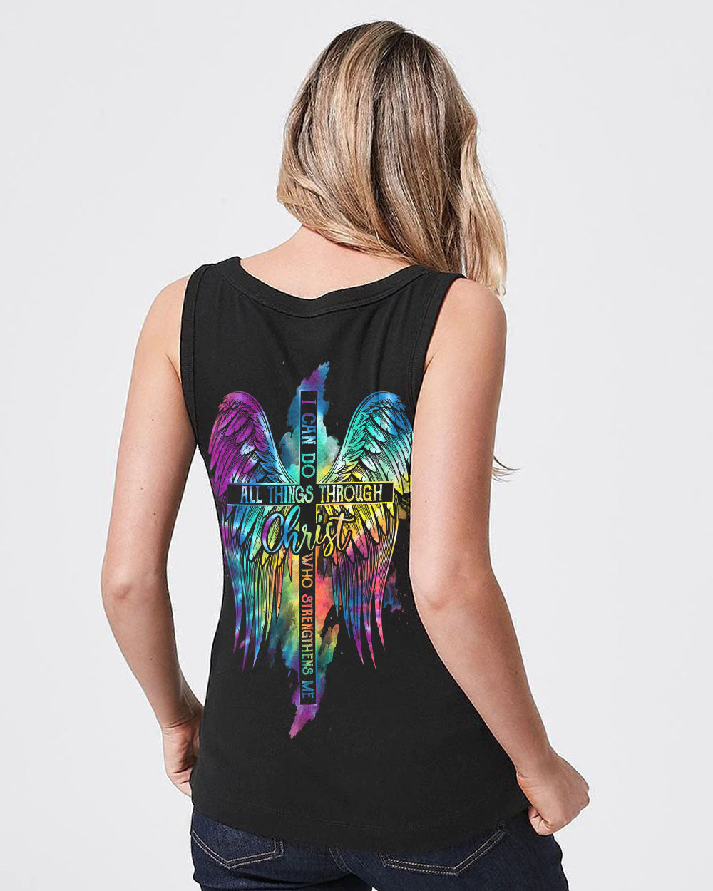 I Can Do All Things Through Christ Cross Wings Tie Dye Women's All Over Print Shirt - Ty2506232