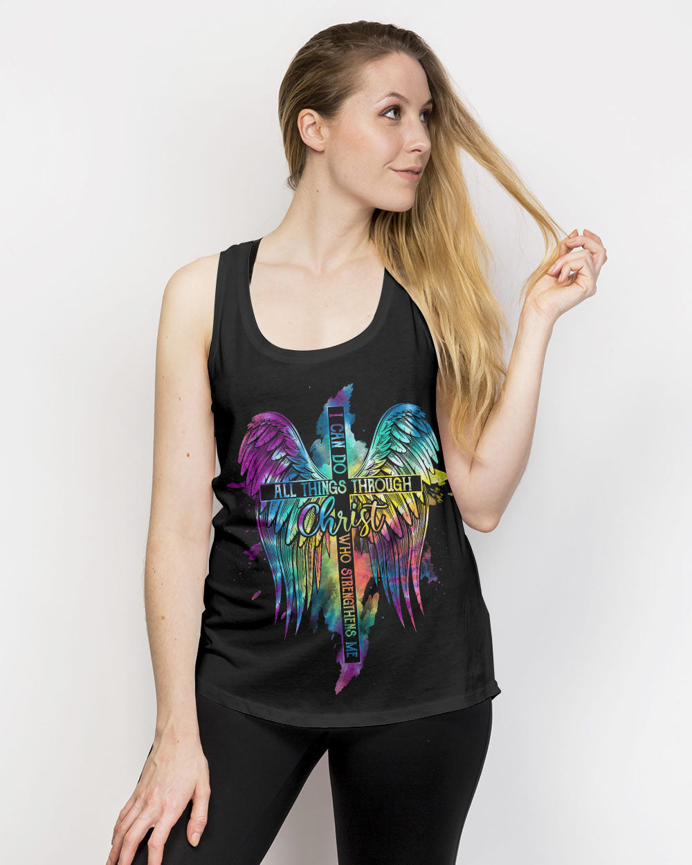 I Can Do All Things Through Christ Cross Wings Tie Dye Women's All Over Print Shirt - Ty2506232