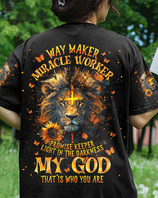 Way Maker Miracle Worker Cross Lion Women's All Over Print Shirt - Tlnt1104241