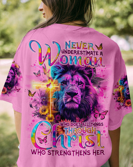 Never Underestimate A Woman Lion Women's All Over Print Shirt - Tlno1204242