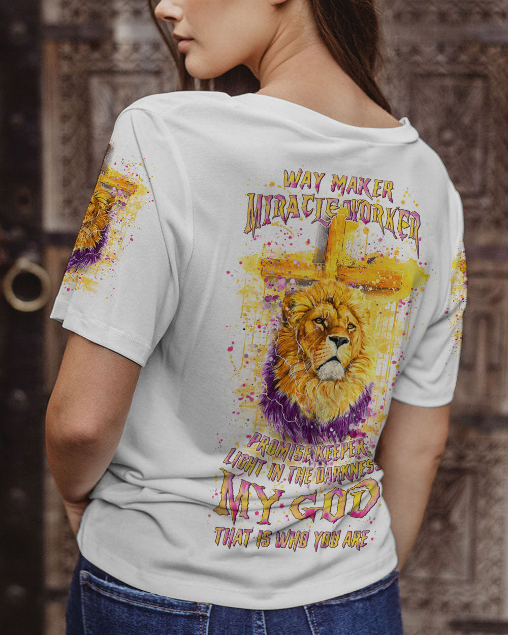 Way Maker Miracle Worker Cross Lion Women's All Over Print Shirt - Yhln0405242
