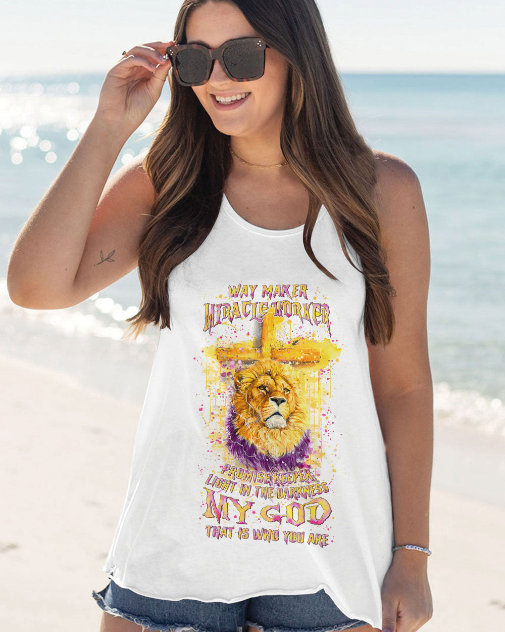 Way Maker Miracle Worker Cross Lion Women's All Over Print Shirt - Yhln0405242