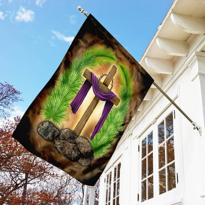 Christian Garden Flags, Palm Leaves Cross Flag, Christian House Flags, Christian Cross Flag, Faith Flag, easychoo.com