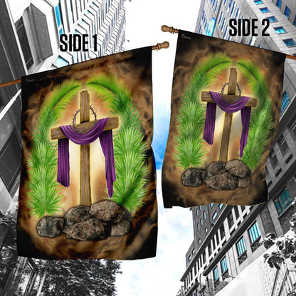 Christian Garden Flags, Palm Leaves Cross Flag, Christian House Flags, Christian Cross Flag, Faith Flag, easychoo.com