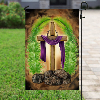 Christian Garden Flags, Palm Leaves Cross Flag, Christian House Flags, Christian Cross Flag, Faith Flag, easychoo.com