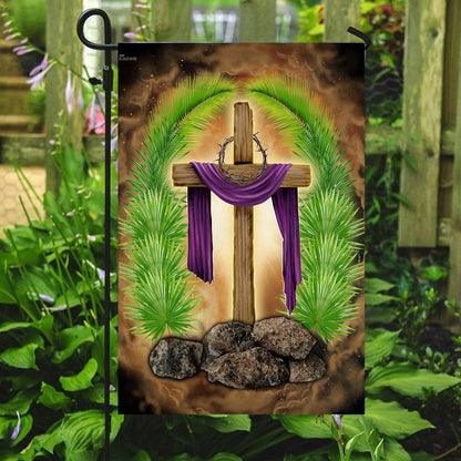 Christian Garden Flags, Palm Leaves Cross Flag, Christian House Flags, Christian Cross Flag, Faith Flag, easychoo.com