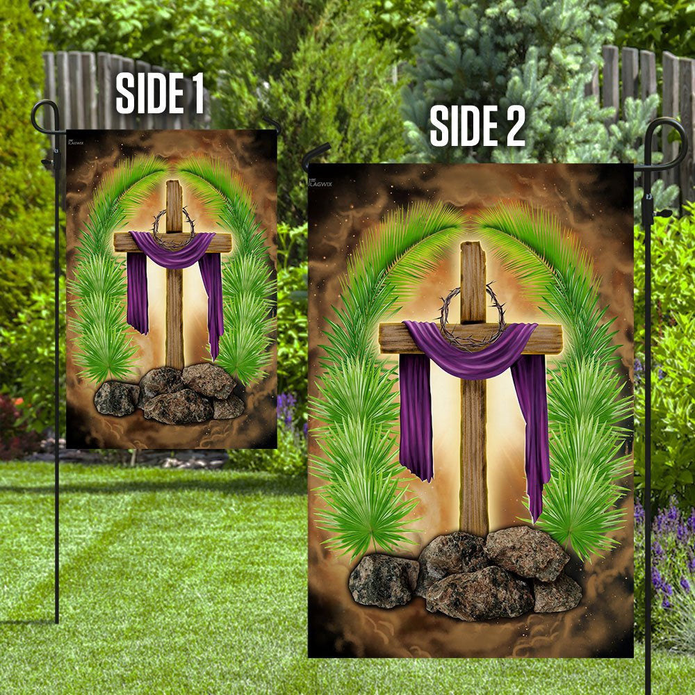 Christian Garden Flags, Palm Leaves Cross Flag, Christian House Flags, Christian Cross Flag, Faith Flag, easychoo.com