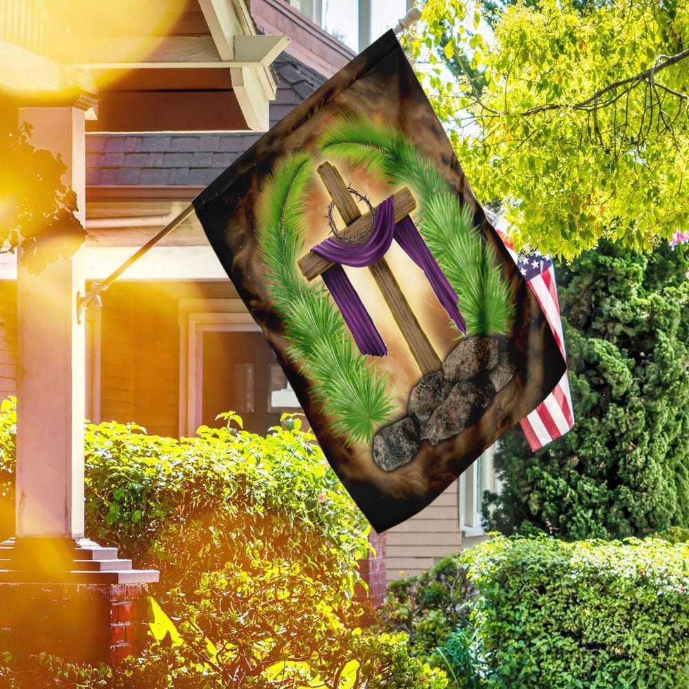 Christian Garden Flags, Palm Leaves Cross Flag, Christian House Flags, Christian Cross Flag, Faith Flag, easychoo.com