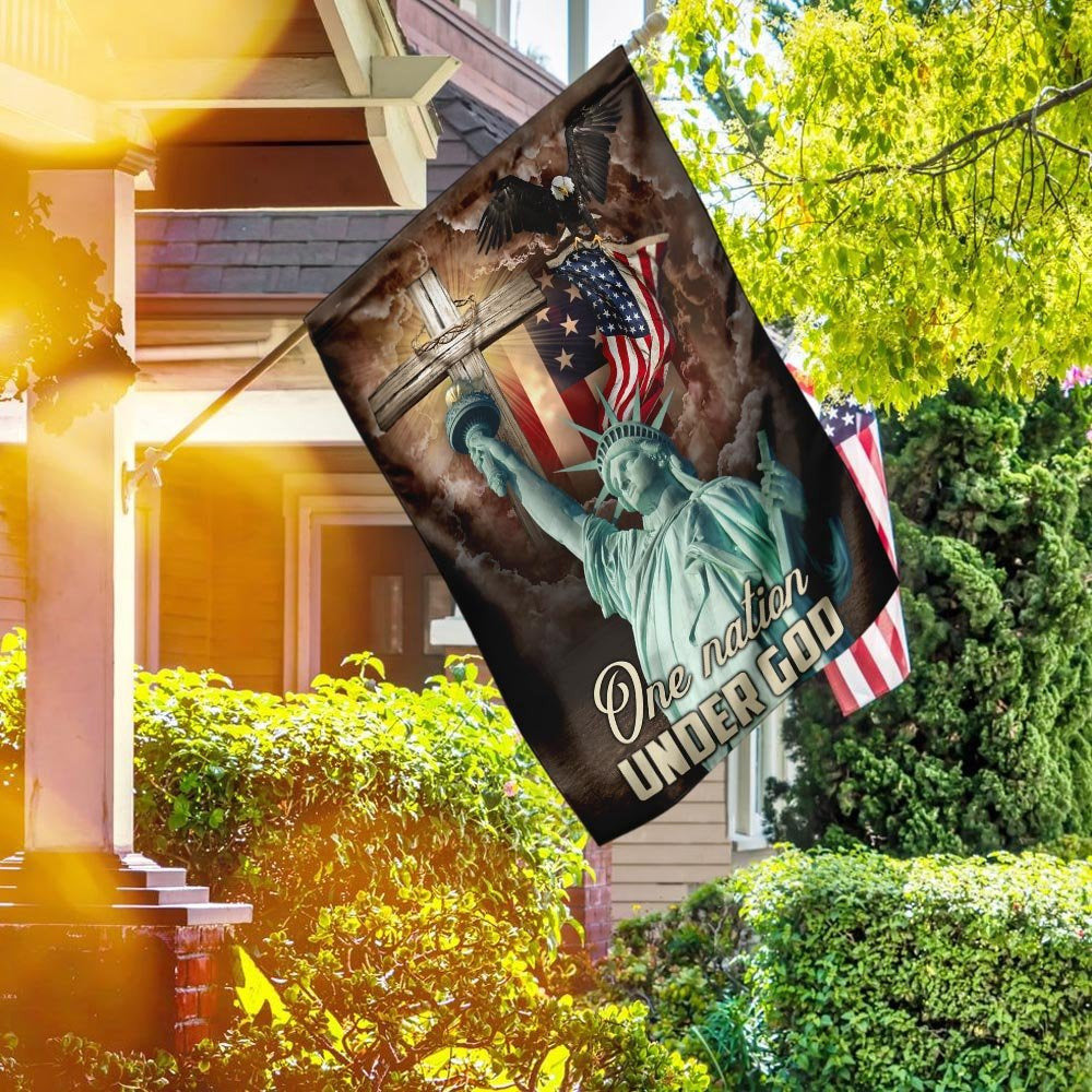 Christian Garden Flags, One Nation Under God US Flag, Christian House Flags, Christian Cross Flag, Faith Flag, easychoo.com