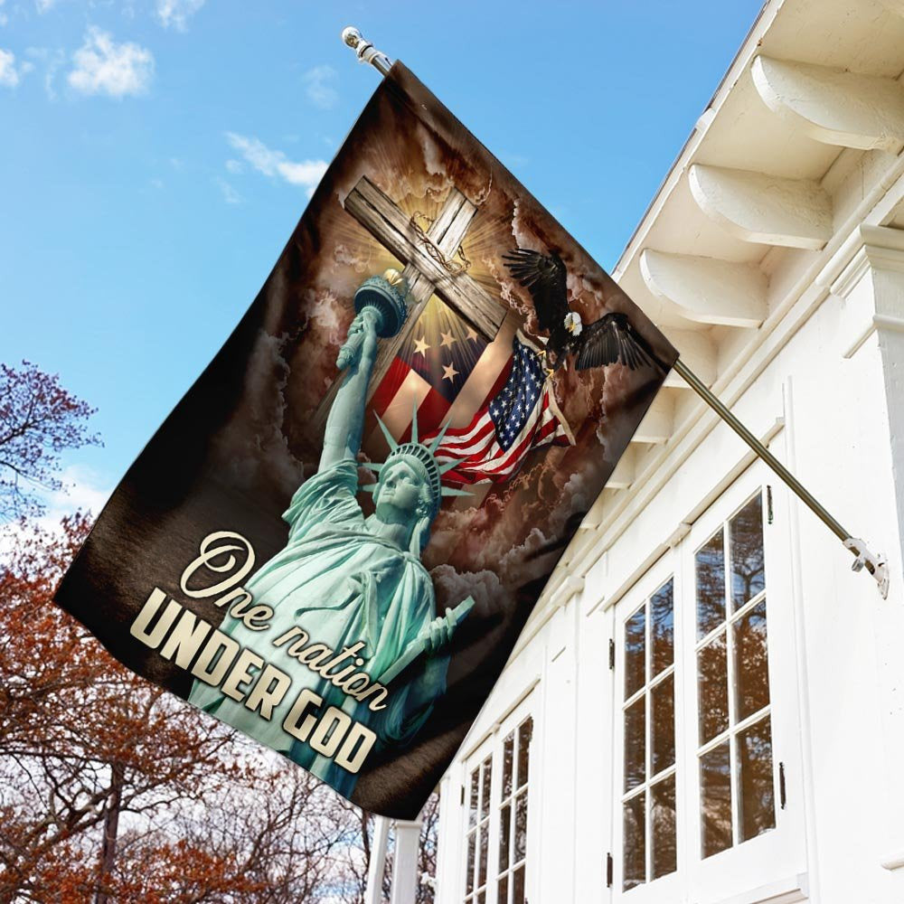 Christian Garden Flags, One Nation Under God US Flag, Christian House Flags, Christian Cross Flag, Faith Flag, easychoo.com