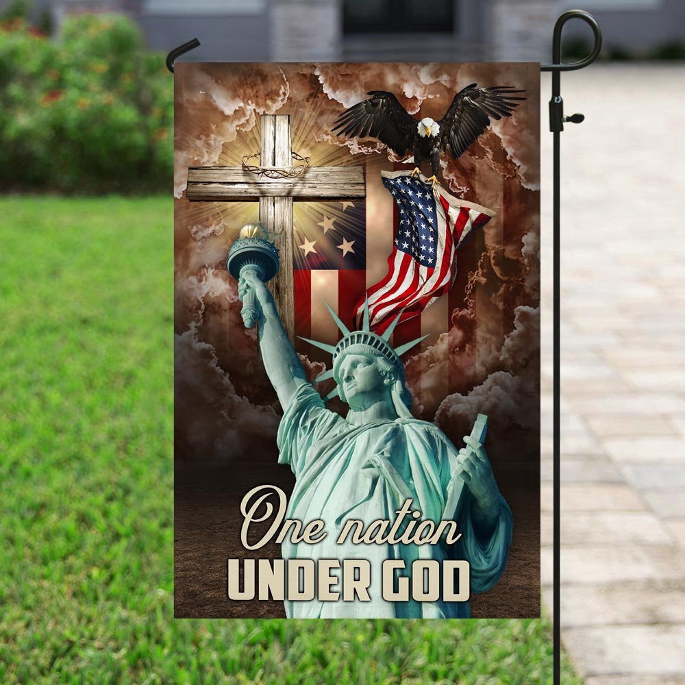 Christian Garden Flags, One Nation Under God US Flag, Christian House Flags, Christian Cross Flag, Faith Flag, easychoo.com