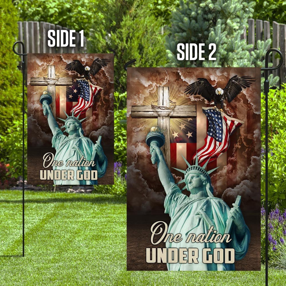 Christian Garden Flags, One Nation Under God US Flag, Christian House Flags, Christian Cross Flag, Faith Flag, easychoo.com