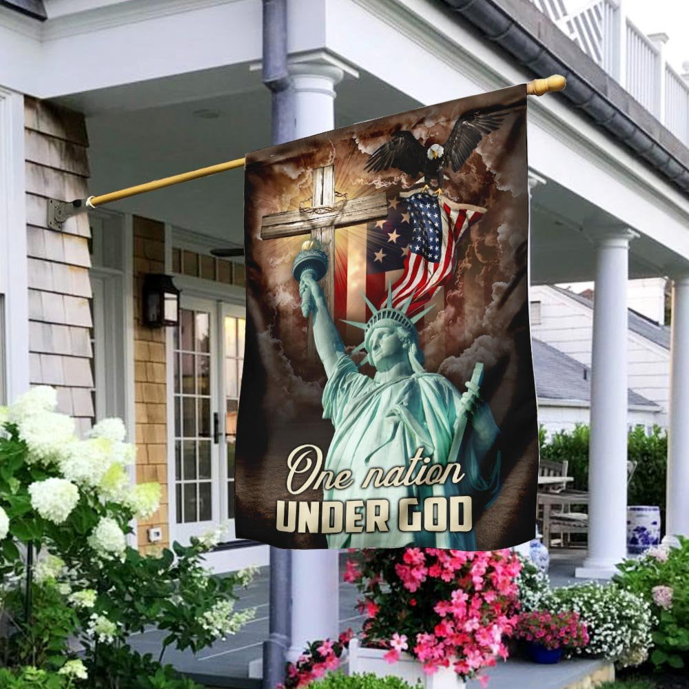 Christian Garden Flags, One Nation Under God US Flag, Christian House Flags, Christian Cross Flag, Faith Flag, easychoo.com