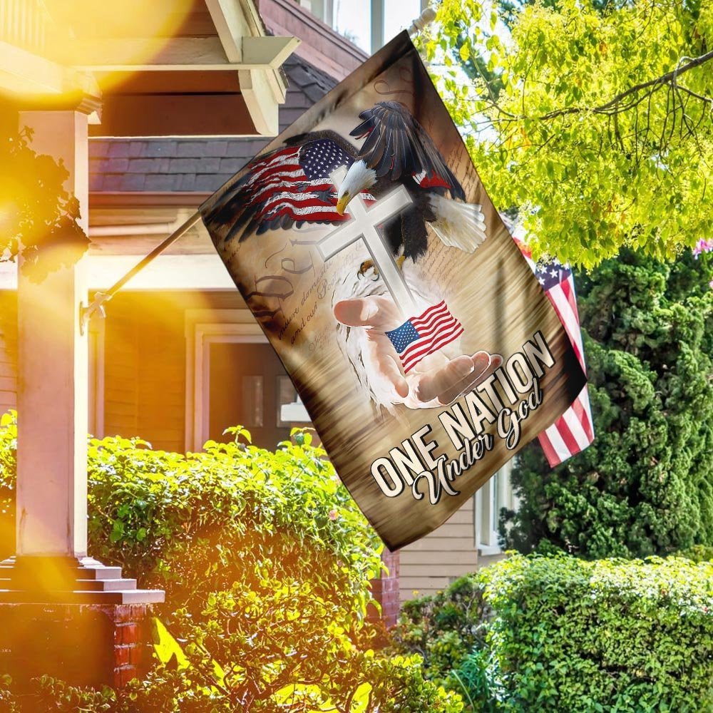 Christian Garden Flags, One Nation Under God Eagle Cross Flag, Christian House Flags, Christian Cross Flag, Faith Flag, easychoo.com