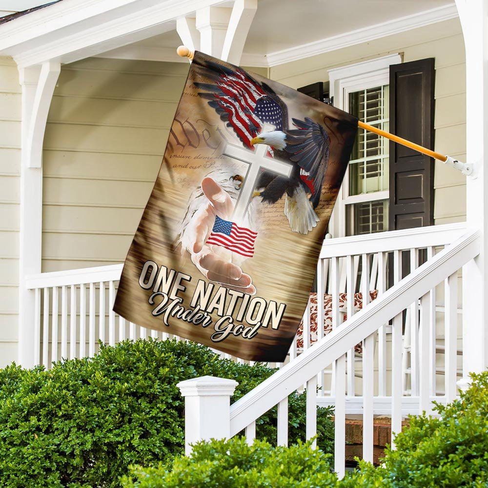 Christian Garden Flags, One Nation Under God Eagle Cross Flag, Christian House Flags, Christian Cross Flag, Faith Flag, easychoo.com