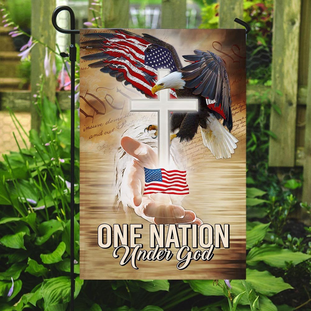 Christian Garden Flags, One Nation Under God Eagle Cross Flag, Christian House Flags, Christian Cross Flag, Faith Flag, easychoo.com
